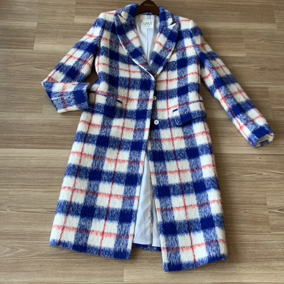 SAM New York brushed wool multicolored plaid women’s size small coat - Picture 10 of 17